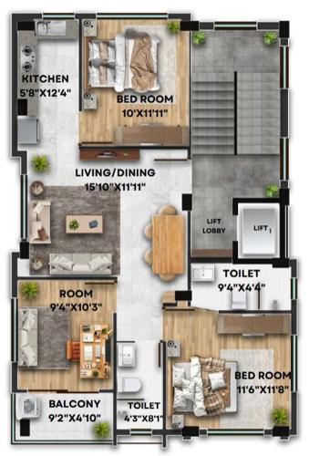  delta-infra-heights-utrayan-aa-25 Delta Infra Heights Utrayan AA 25 Cluster Plan from 2nd to 4th Floor