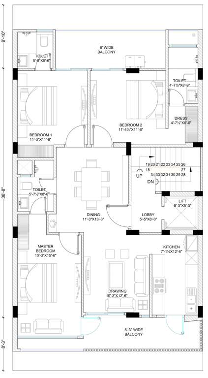  luxury floors sushant lok 2 Luxury Floors Sushant Lok 2 Cluster Plan from 1st to 4th Floor