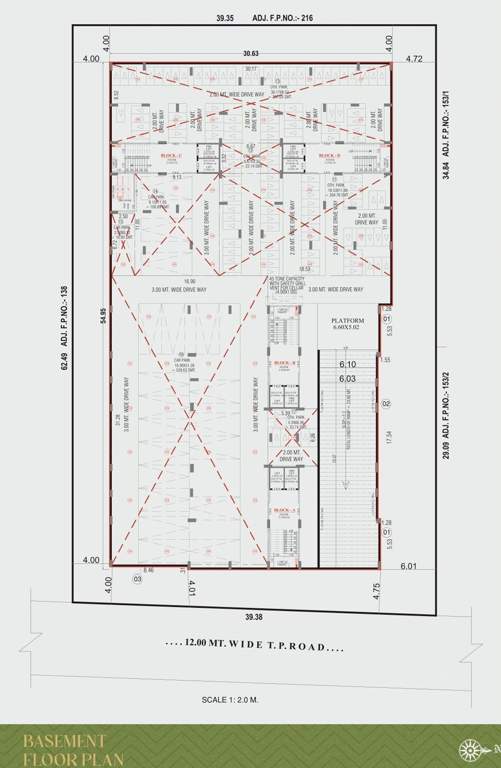 greens Block A, B, C & D Cluster Plan for Basement Floor