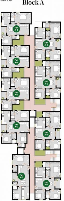  clover Block A Cluster Plan from 1st to 5th Floor