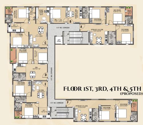  exotica Exotica Cluster Plan from 1st to 5th Floor