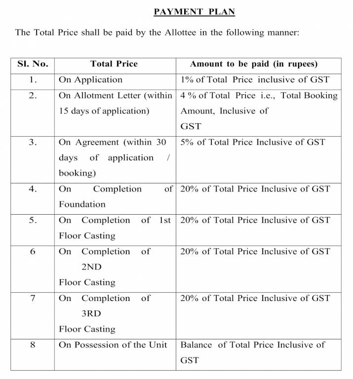 basudeb-bhavan Construction Linked Payment (CLP) Payment Plan