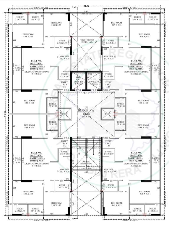  the park by parmeshwar Tower A Cluster Plan from 1st to 13th Floor