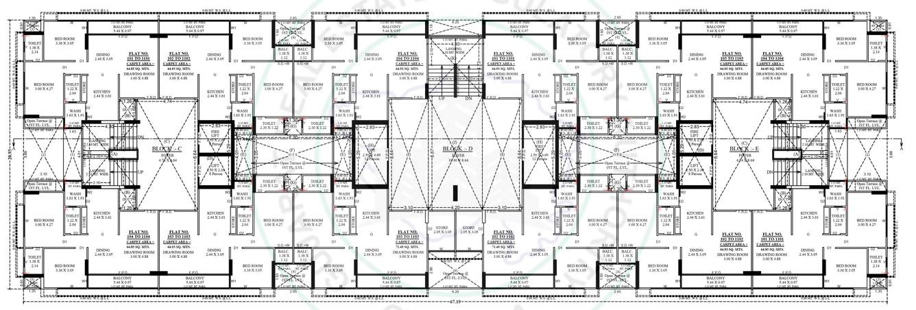  the park by parmeshwar Tower C,D,E Cluster Plan from 1st to 11th Floor