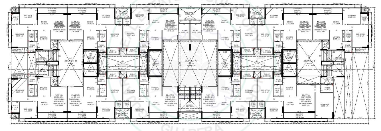  the park by parmeshwar Tower F,G,H Cluster Plan from 1st to 13th Floor
