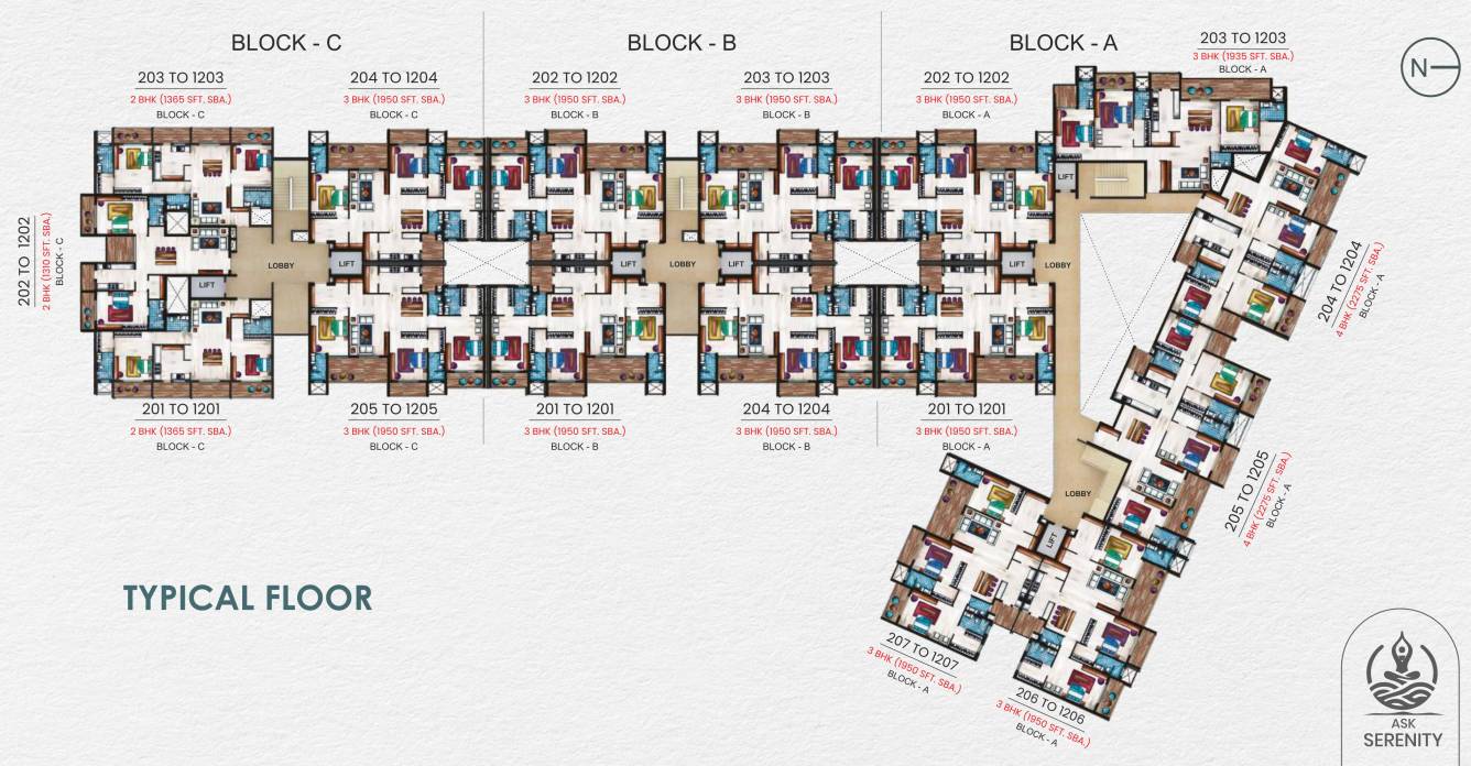  ask serinity Tower A,B,C Cluster Plan from 2nd to 12th Floor