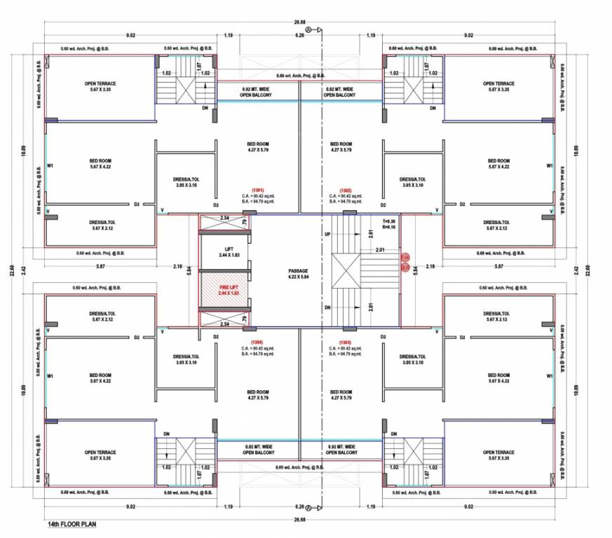  shivantaa sky Block A, B, C, D Cluster Plan for 14th Floor