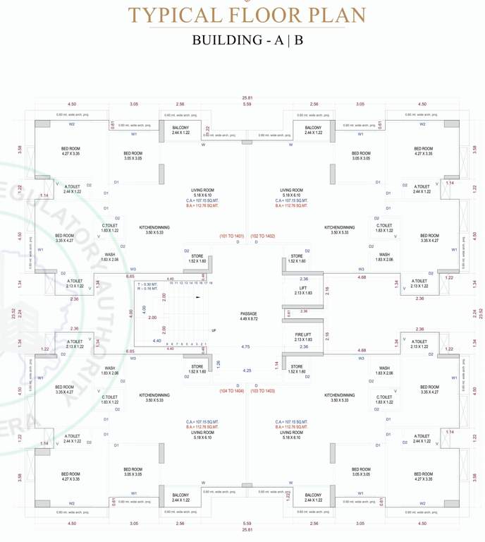  kartavya heights Building A B Cluster Plan from 1st to 14th Floor