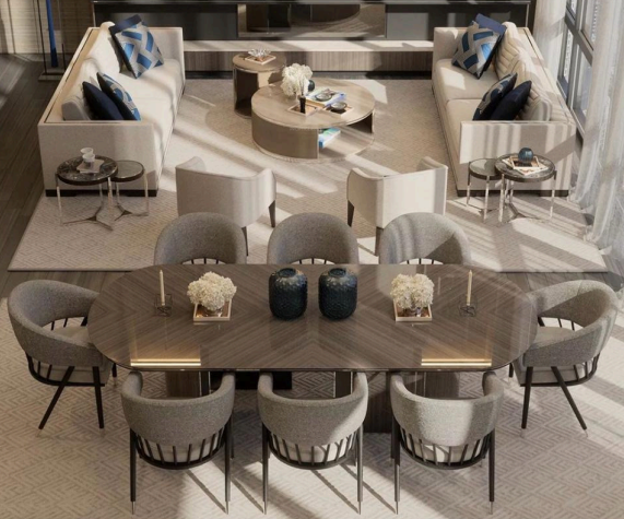  3-side-corner-park-facing Dining Area