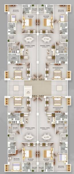 Block A,B,C Cluster Plan For Typical Floor priyank-residency Block A,B,C Cluster Plan For Typical Floor