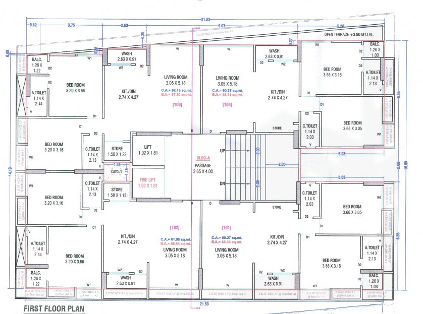  karunesh luxuria Building A Cluster Plan for 1st Floor