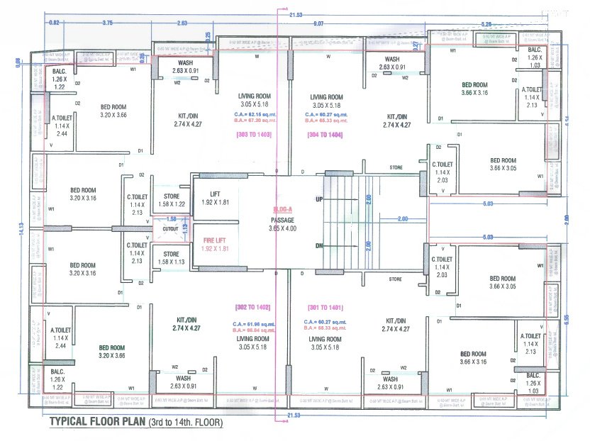 karunesh luxuria Building A Cluster Plan from 3rd to 14th Floor
