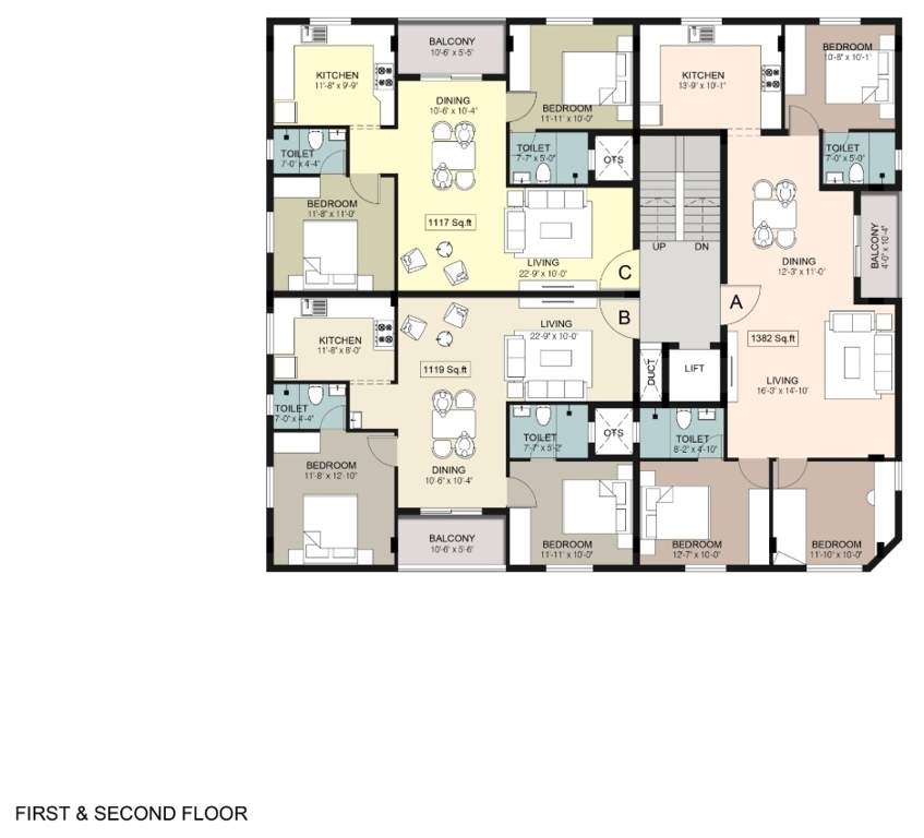  vintage Vintage Cluster Plan from 1st to 2nd Floor