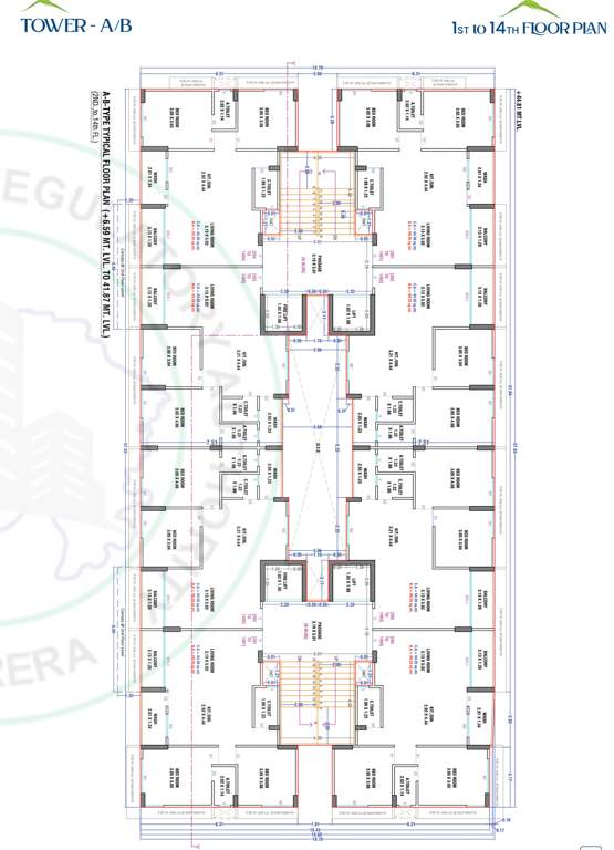  keshavam valley Block A Cluster Plan from 1st to 14th Floor