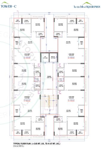  keshavam-valley Block C Cluster Plan from 1st to 14th Floor