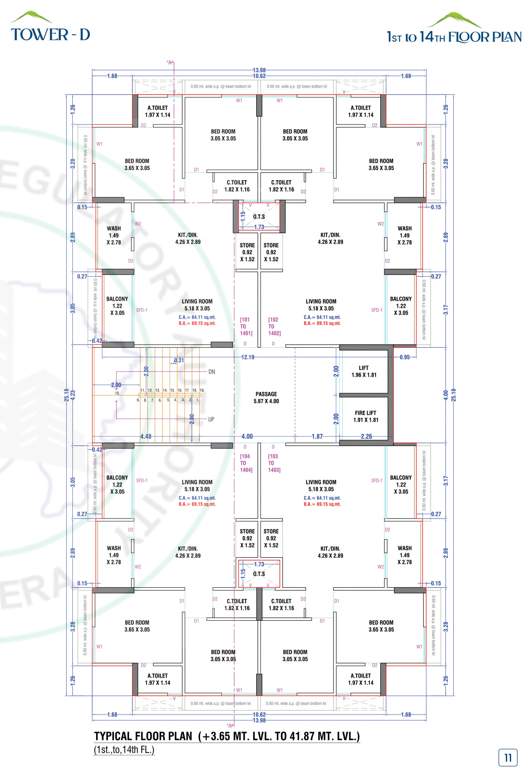  keshavam valley Block D Cluster Plan from 1st to 14th Floor