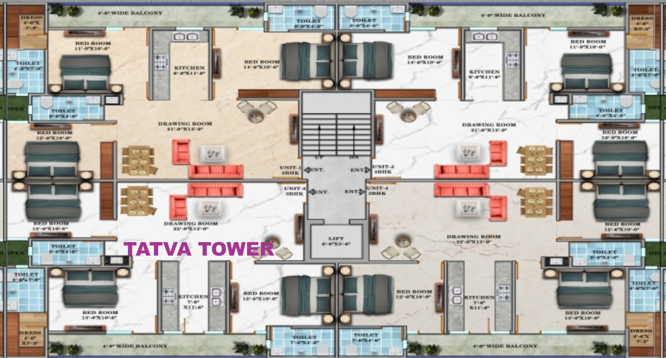 wow monk Tatva Tower Cluster Plan from 1st to 5th Floor