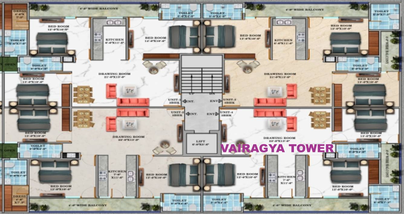 wow monk Viragya Tower Cluster Plan from 1st to 5th Floor