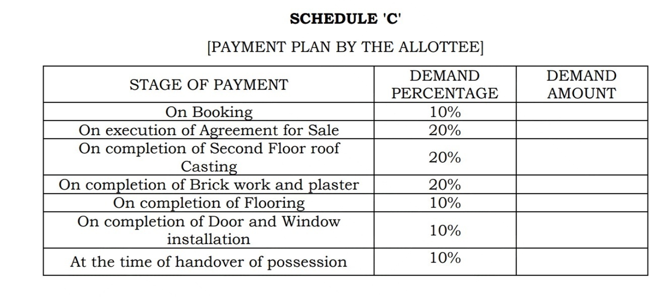 nibas Construction Linked Payment (CLP) Payment Plan