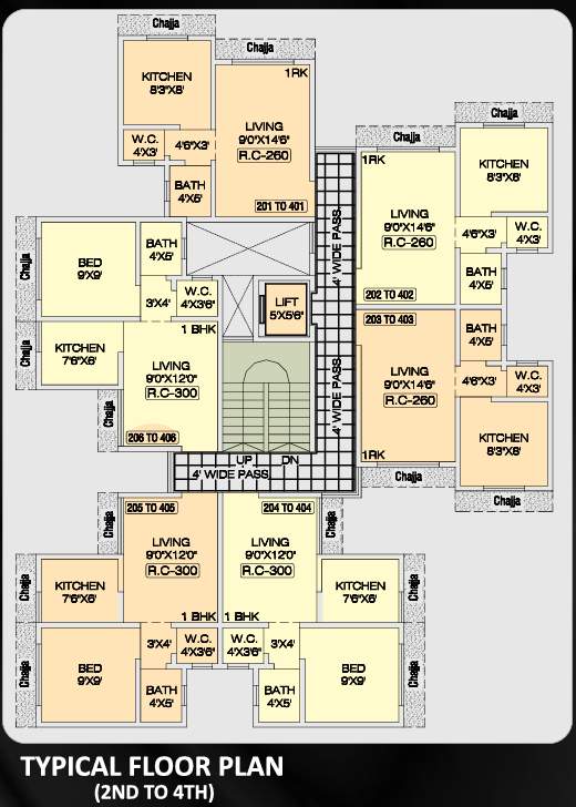  rohini heights Rohini Heights Cluster Plan from 2nd to 4th Floor