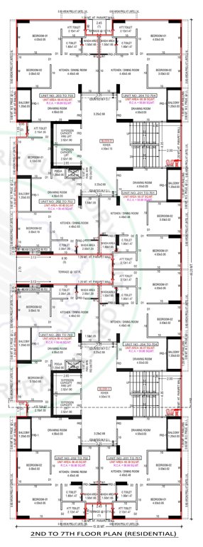  the amber Tower C,D Cluster Plan from 2nd to 7th Floor