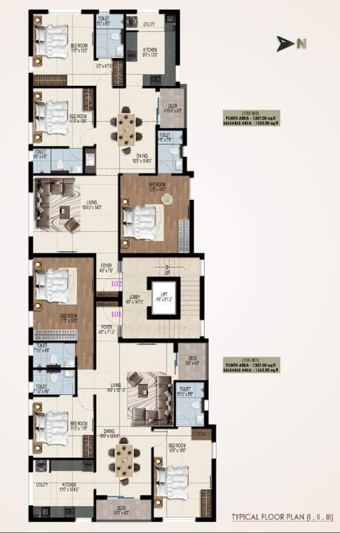  square Royal Square Cluster Plan from 1st to 3rd Floor