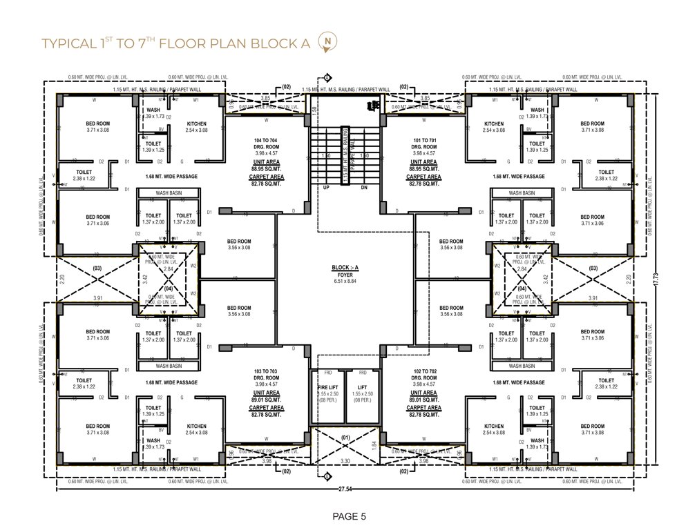  zyva residency Block A Cluster Plan from 1st to 7th Floor