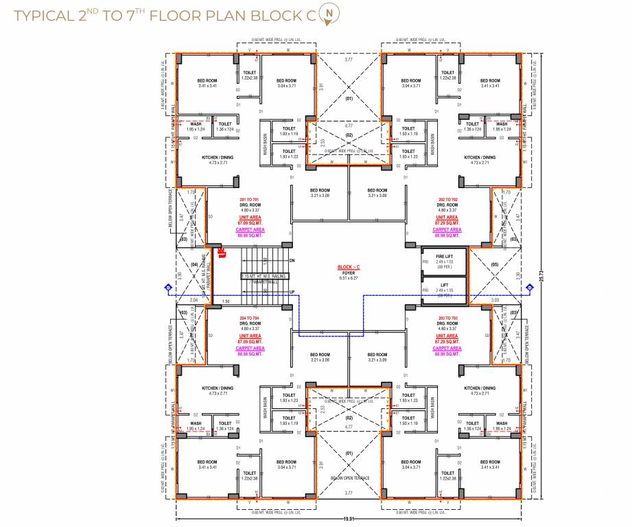  zyva residency Block C Cluster Plan from 2nd to 7th Floor