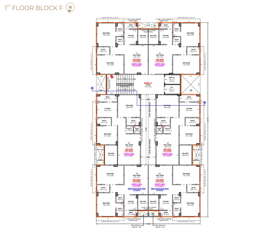  zyva residency Block F Cluster Plan for 1st Floor