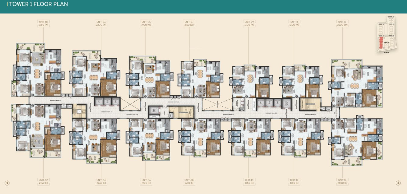  stone ridge Tower 1 Cluster Plan For Typical Floor