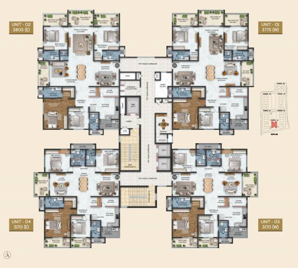  stone-ridge Tower 2 Cluster Plan For Typical Floor