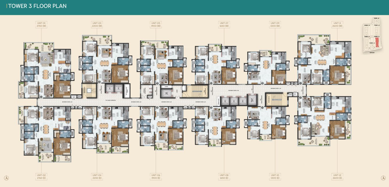  stone ridge Tower 3 Cluster Plan For Typical Floor