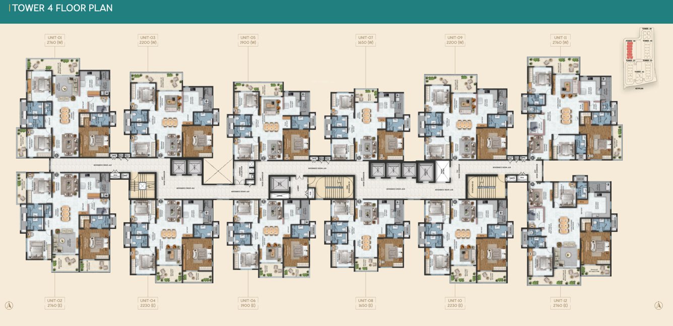  stone ridge Tower 4 Cluster Plan For Typical Floor