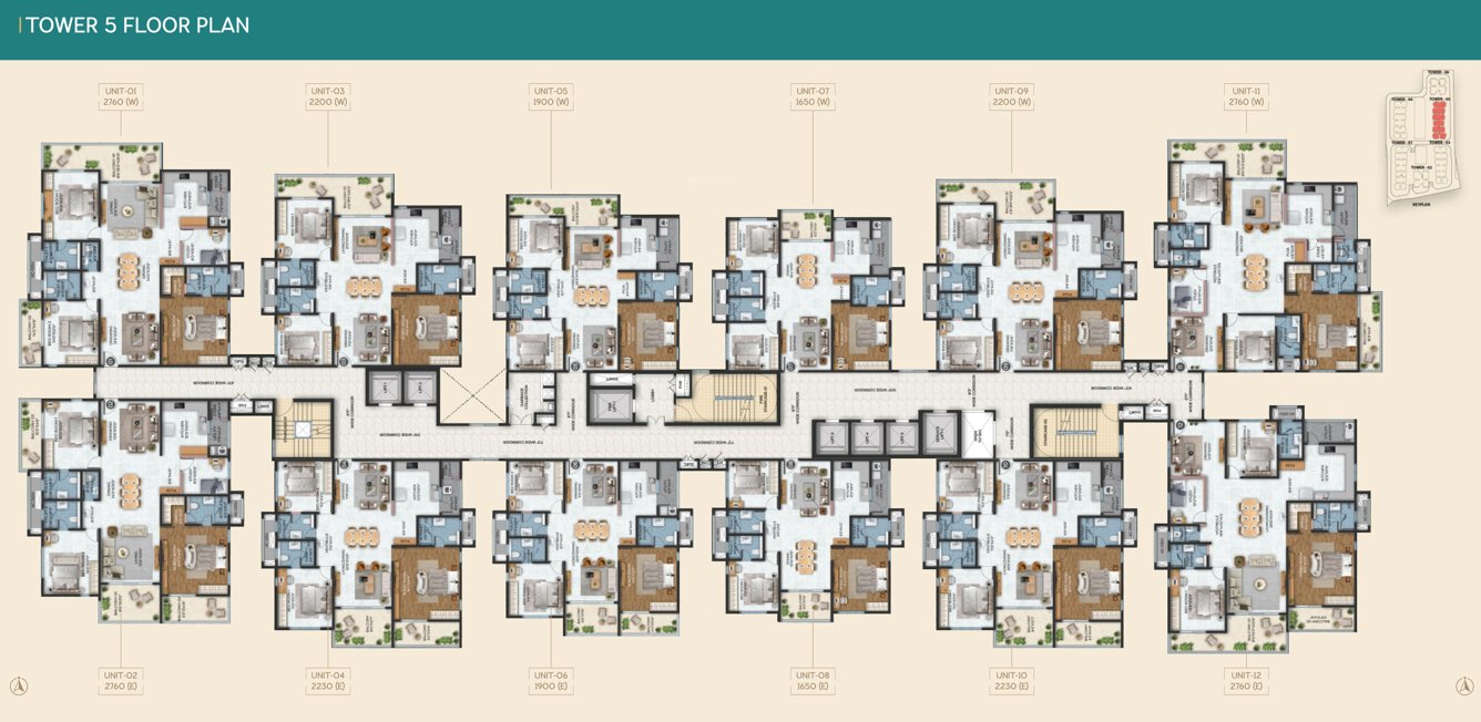  stone ridge Tower 5 Cluster Plan For Typical Floor