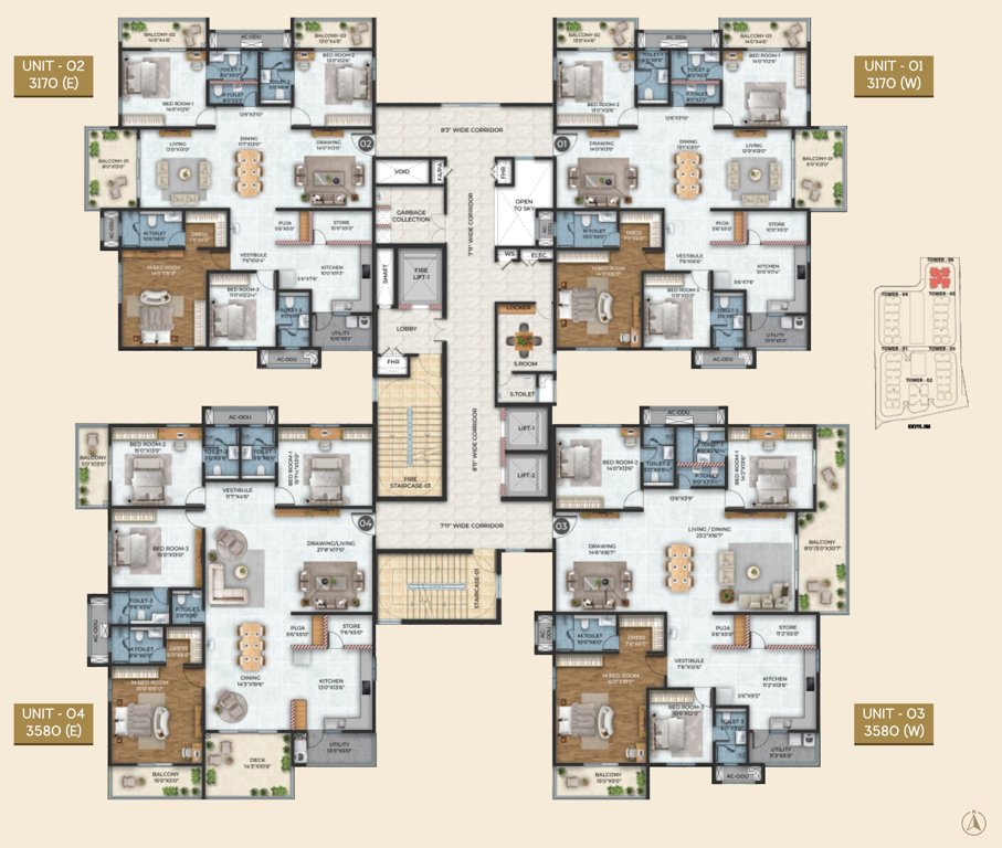  stone ridge Tower 6 Cluster Plan For Typical Floor