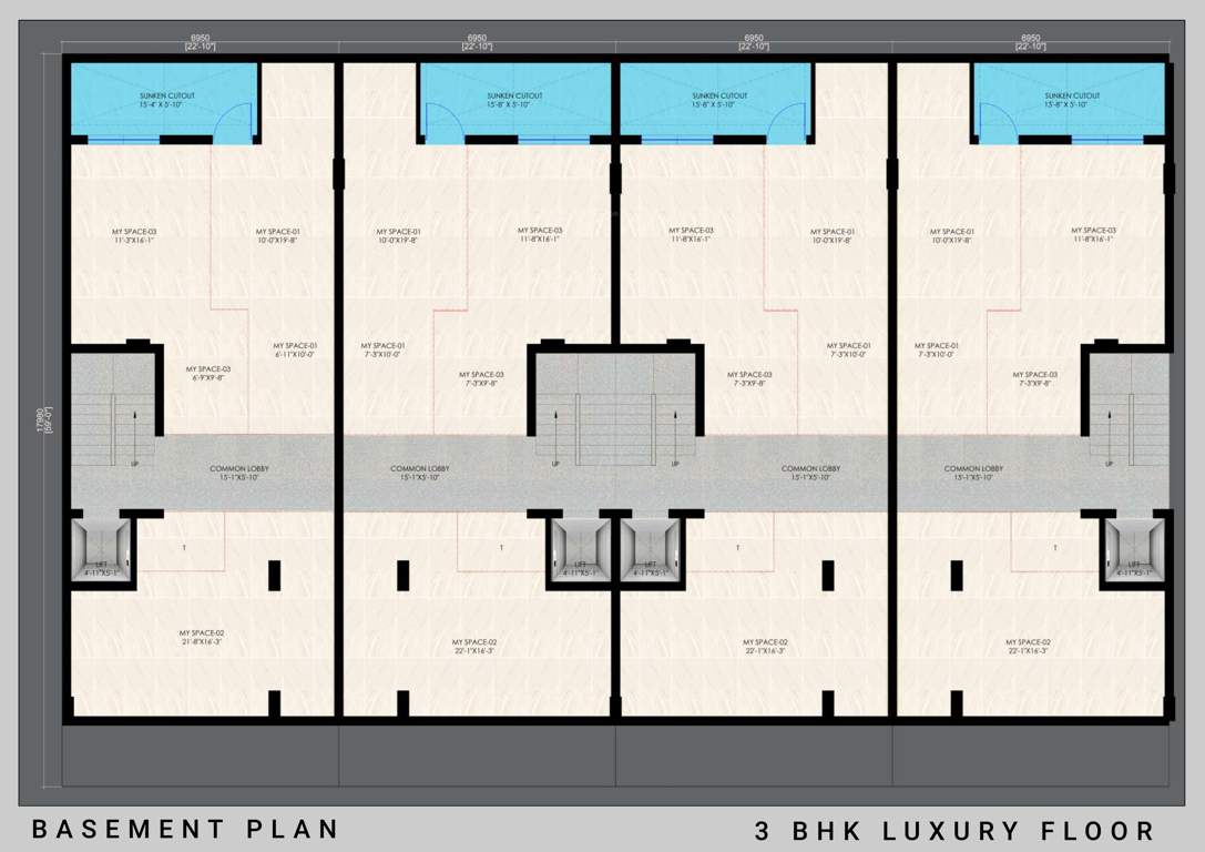  luxury floors sector 2 sohna Trehan Luxury Floors Sector 2 Sohna Cluster Plan for Basement Floor