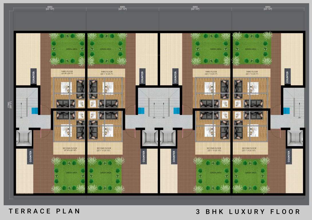  luxury floors sector 2 sohna Trehan Luxury Floors Sector 2 Sohna Cluster Plan for Terrace Floor