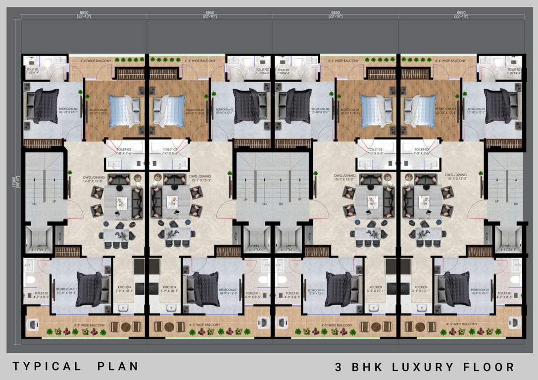  luxury floors sector 2 sohna Trehan Luxury Floors Sector 2 Sohna Cluster Plan for Typical Floor