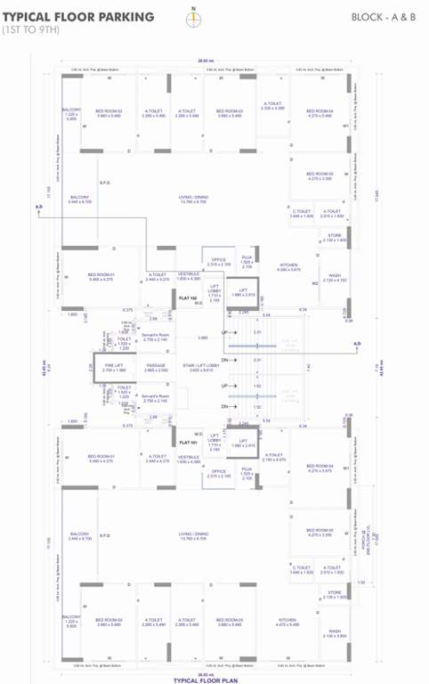  88 royals Building A & B Cluster Plan from 1st to 9th Floor