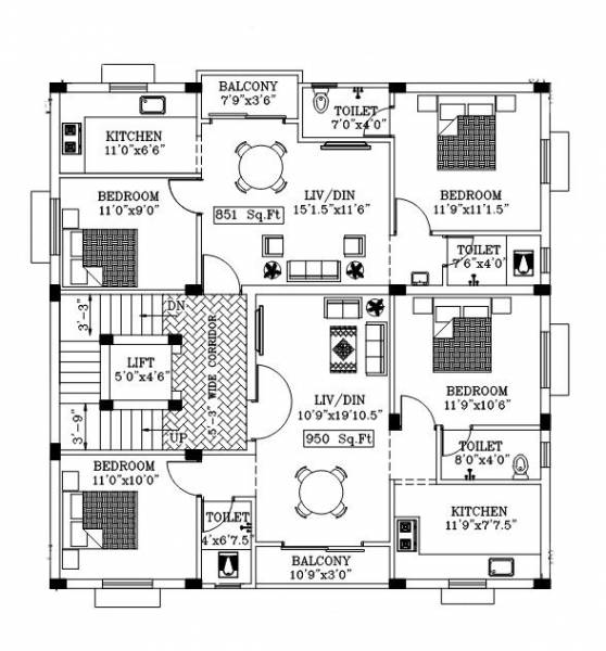  illam VS Illam Cluster Plan from 1st to 3rd Floor