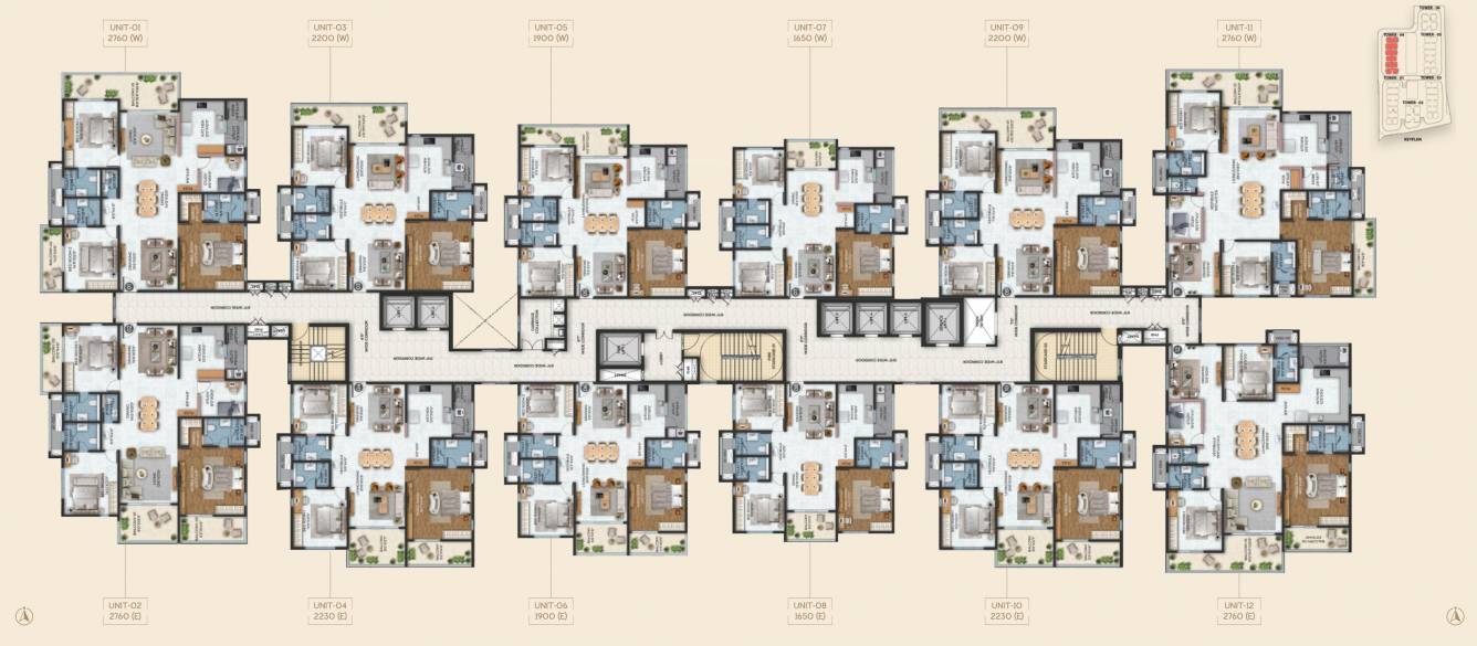  stone ridge north Tower 4 Cluster Plan For Typical Floor