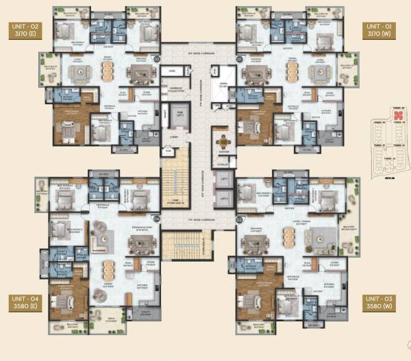  stone-ridge-north Tower 6 Cluster Plan For Typical Floor