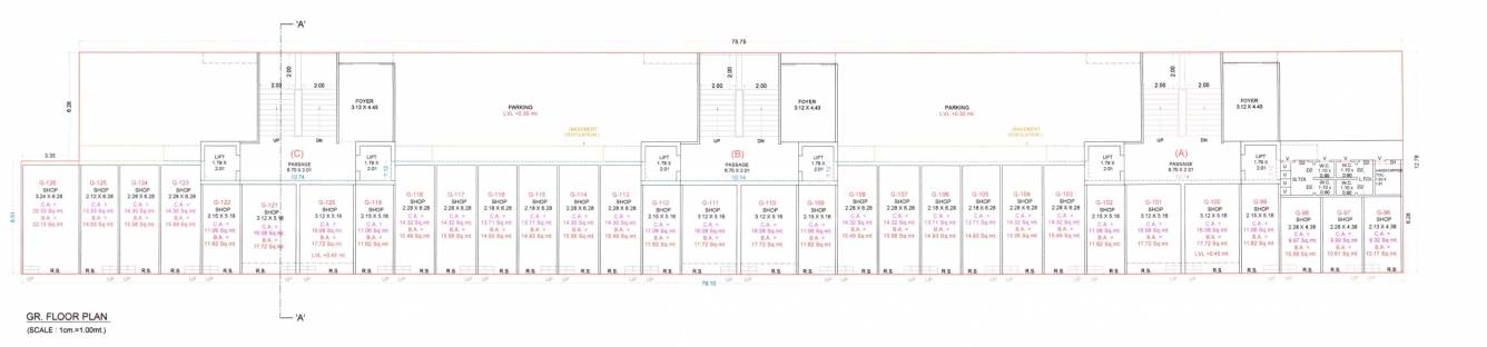 vacanza city Block A, B & C Cluster Plan for ground Floor