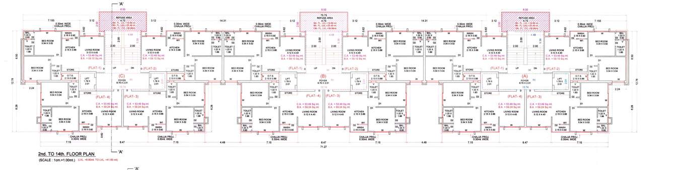 vacanza city Block A, B & C Cluster Plan from 2nd to 14th Floor