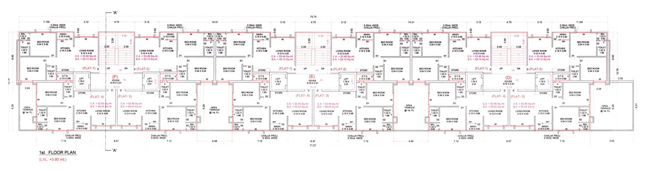 vacanza city Block D, E & F Cluster Plan for 1st Floor