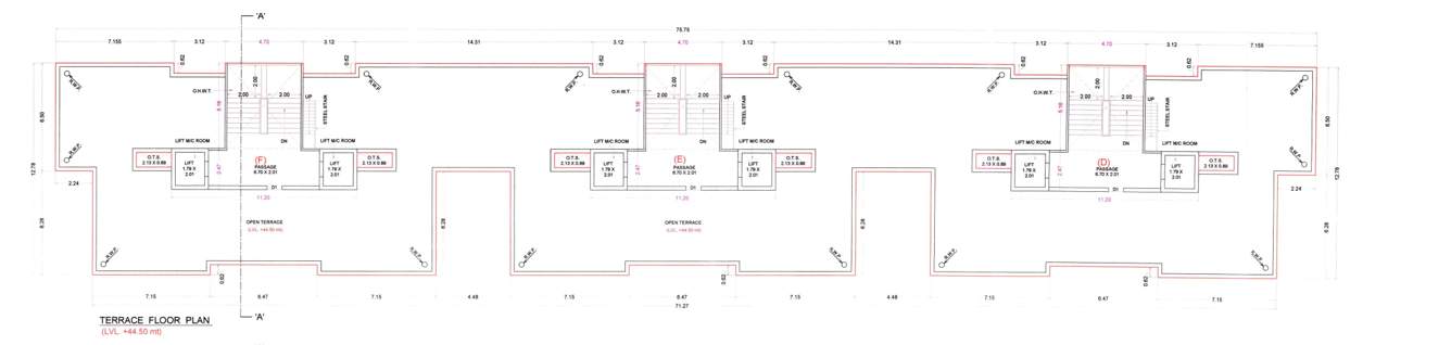 vacanza city Block D, E & F Cluster Plan for Terrace Floor