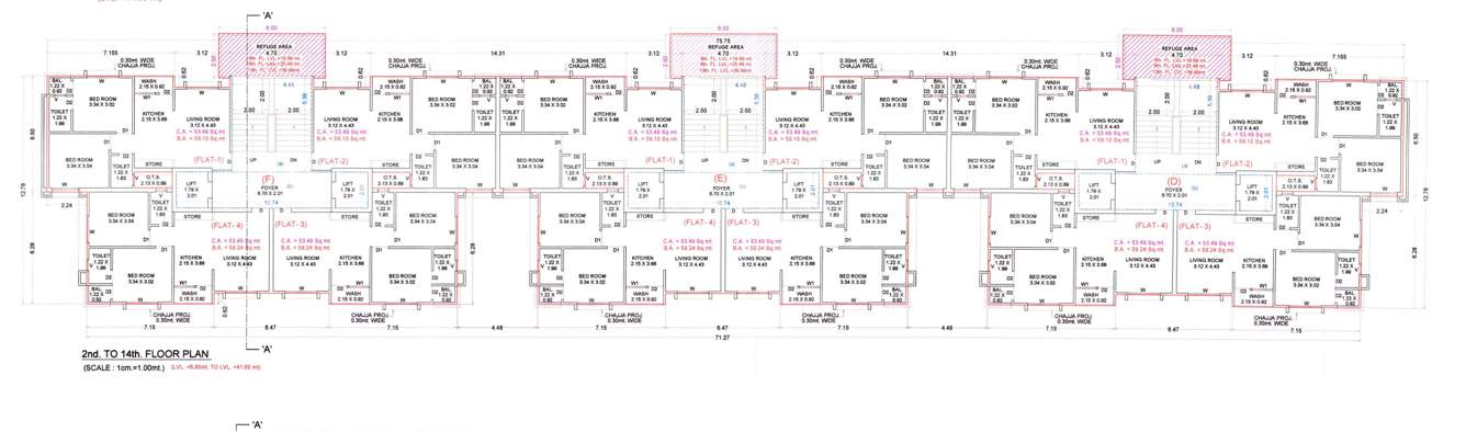 vacanza city Block D, E & F Cluster Plan from 2nd to 14th Floor