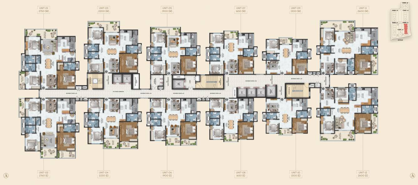  stone ridge south Tower 3 Cluster Plan For Typical Floor