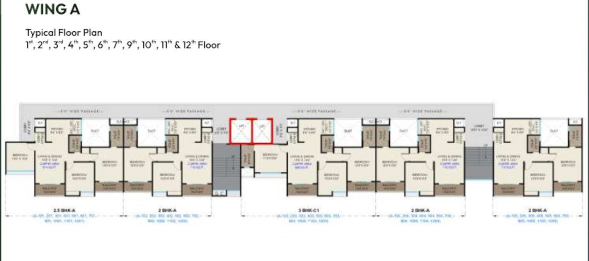 aranyam Block A Cluster Plan from 1st to 12th Floor