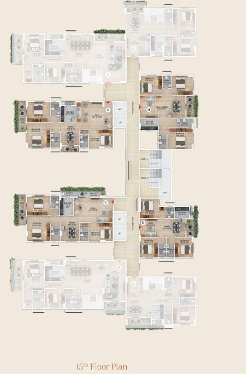  atreya A & B Cluster Plan for 15th Floor